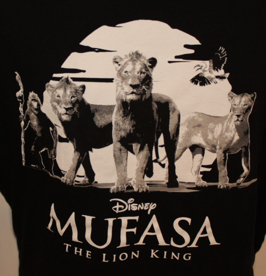 Disney Mufasa The Lion King Mens Large Black Graphic T-Shirt 100% Cotton 3XL