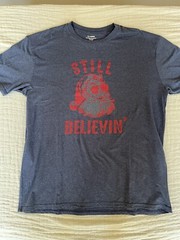 Still Believin Santa Funny Christmas Gift Size 2x T-Shirt Denim Blue NWT