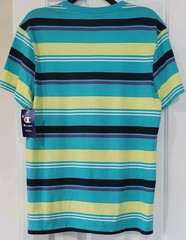 Champion Men’s M Striped T-Shirt Retro Surf Skate Coastal Cotton NWT Blue Yellow