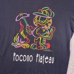 Vintage Garfield Pocono Plateau T-Shirt Adult XL Black 80’s 90’s USA Camping