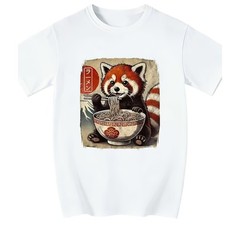 Funny Red Panda Eating Ramen Japanese Kawaii Casual Short Sleeve Unisex Tee
