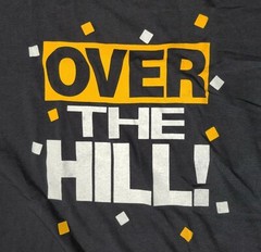 Vintage Over the Hill Mens Shirt Large USA Made Single Stitch Black Short Sleeve