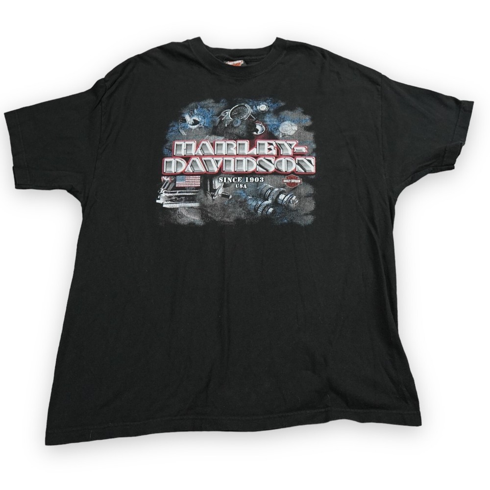 VTG Harley Davidson Shirt Nassau Bahamas Mens Large Black Steel Spellout USA