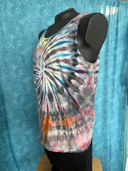 NEW Spiral Ice Tie Dye T-Shirt, Mens L Tank Top, Gray Rainbow