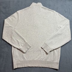 Polo Ralph Lauren 1/4 Zip Sweater LSHZM16 Mens M Beige Brown Zipper Preppy Pony