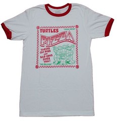 Teenage Mutant Ninja Turtles Mens T-Shirt – Ringer Pizza Taking On Pies