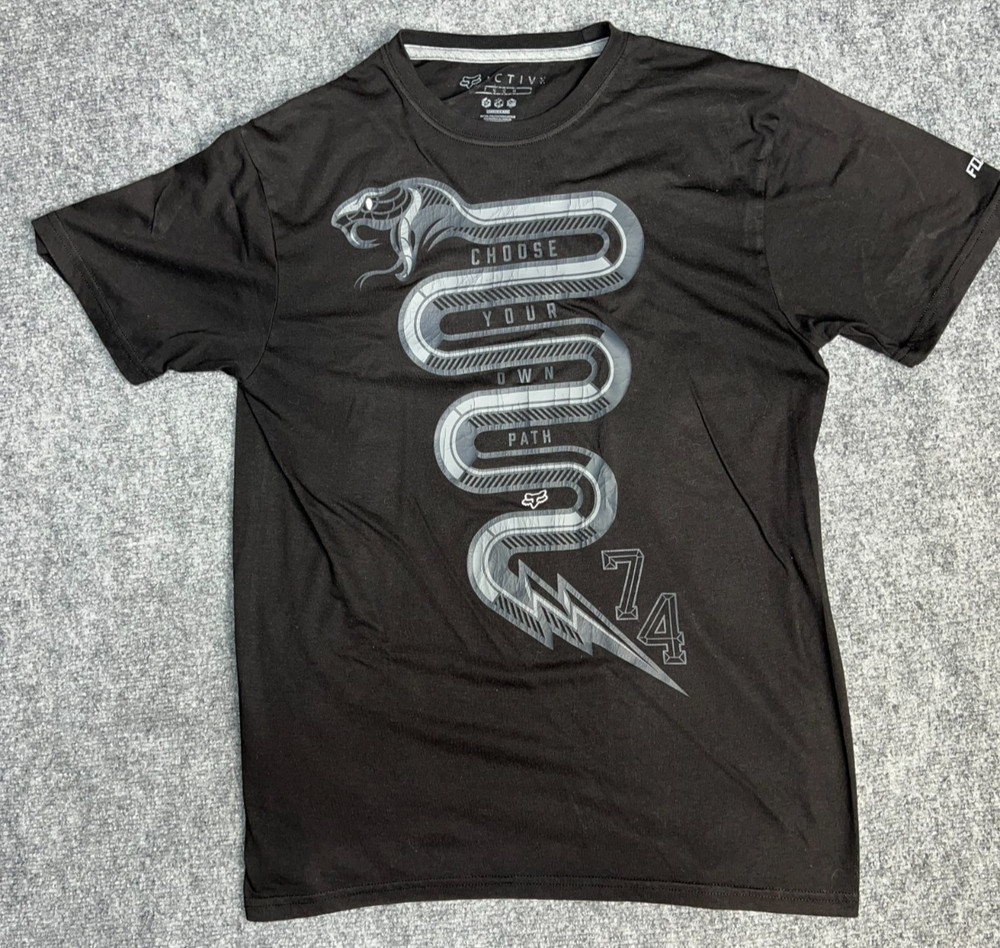 Fox Racing Choose Your Own Path Snake Graphic Black T-Shirt Large