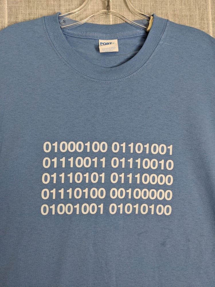 Binary Number Code Shirt Mens Large Blue 0100100 Short Sleeve Tee Y2K Unbranded