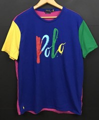 Polo Ralph Lauren Colorblock T-Shirt Blue Pink Green Yellow Custom Slim Fit XL