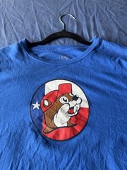 Buc-ee’s Men’s M Blue Crew Neck Short Sleeve Double-Sided Texas Graphic Tee