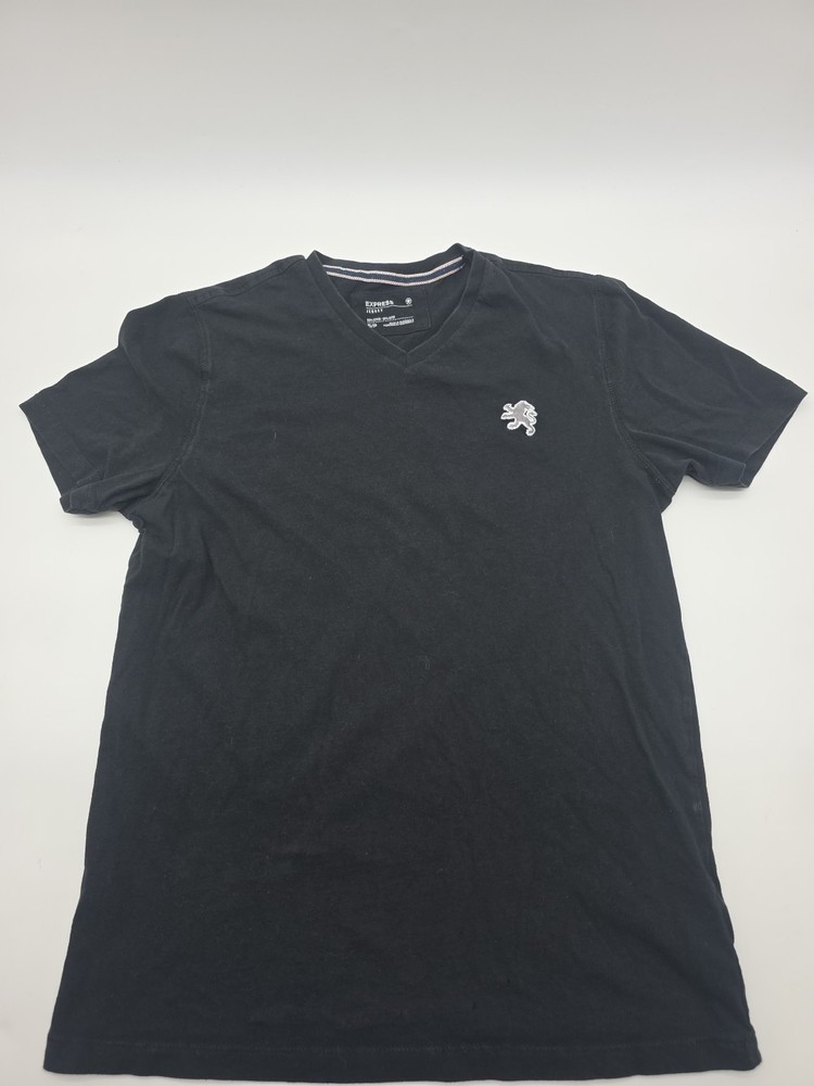 Express Jersey T-Shirt Men Small V-Neck Black Solid.#41392