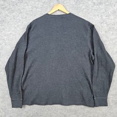 Members Mark Soft Wash Thermal Henley Size XL Long Sleeve Shirt Heathered Black