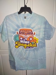 Wawa 2008 Hoagiefest Blue Tie Dye T-Shirt Size M Peace Hippie VW Van Flowers