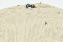 Polo Ralph Lauren Waffle-Knit Thermal Shirt Mens Small Beige Long Sleeve Slim