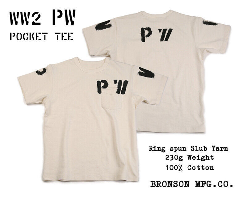 Bronson WW2 PW Pocket Tee Vintage Prison Style Short Sleeve T-Shirts Natural T