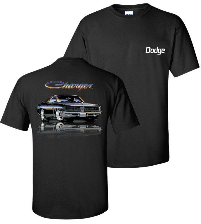 Black T-Shirt w/ 1969 Black Dodge Charger & Script (Licensed)