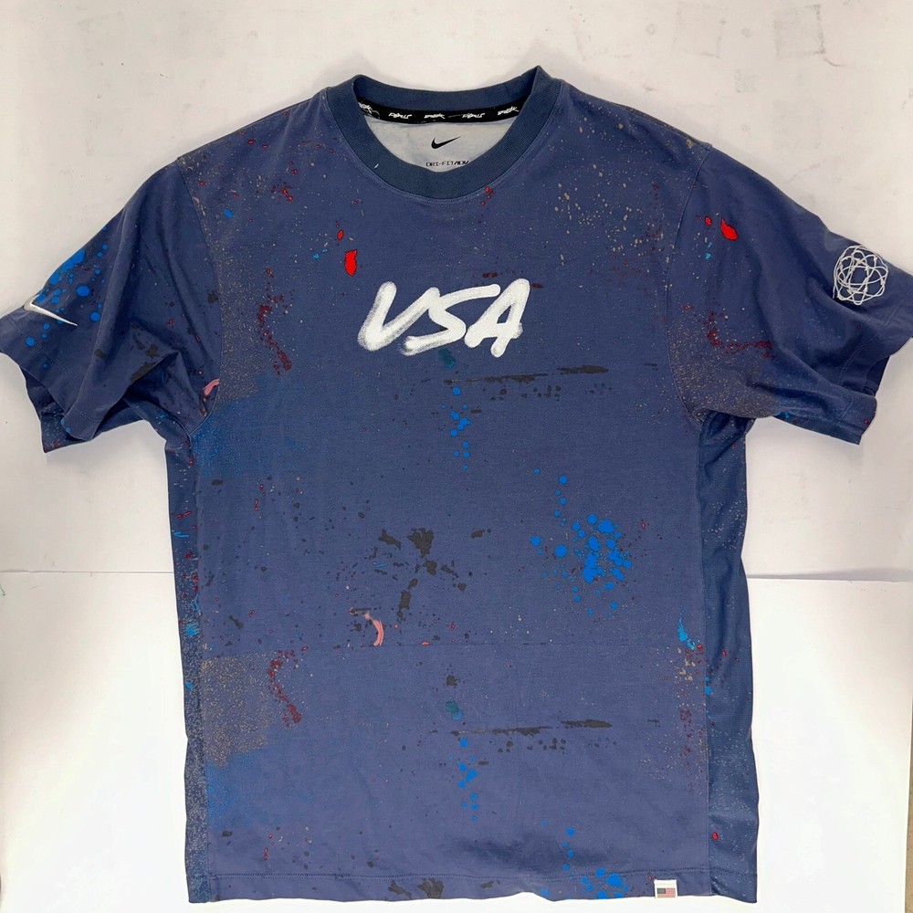 Nike Dri-FIT ADV USA Mens T-Shirt Breaking Blue FQ7114-491 Short Sleeve Small