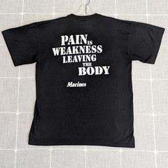 Vintage Marines Shirt Mens Medium Black Pain is Weakness Leaving The Body Rothco