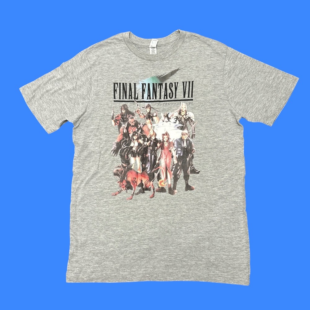 Final Fantasy VII Shirt Gray Medium Video Game Promo Graphic T-Shirt 90s Style