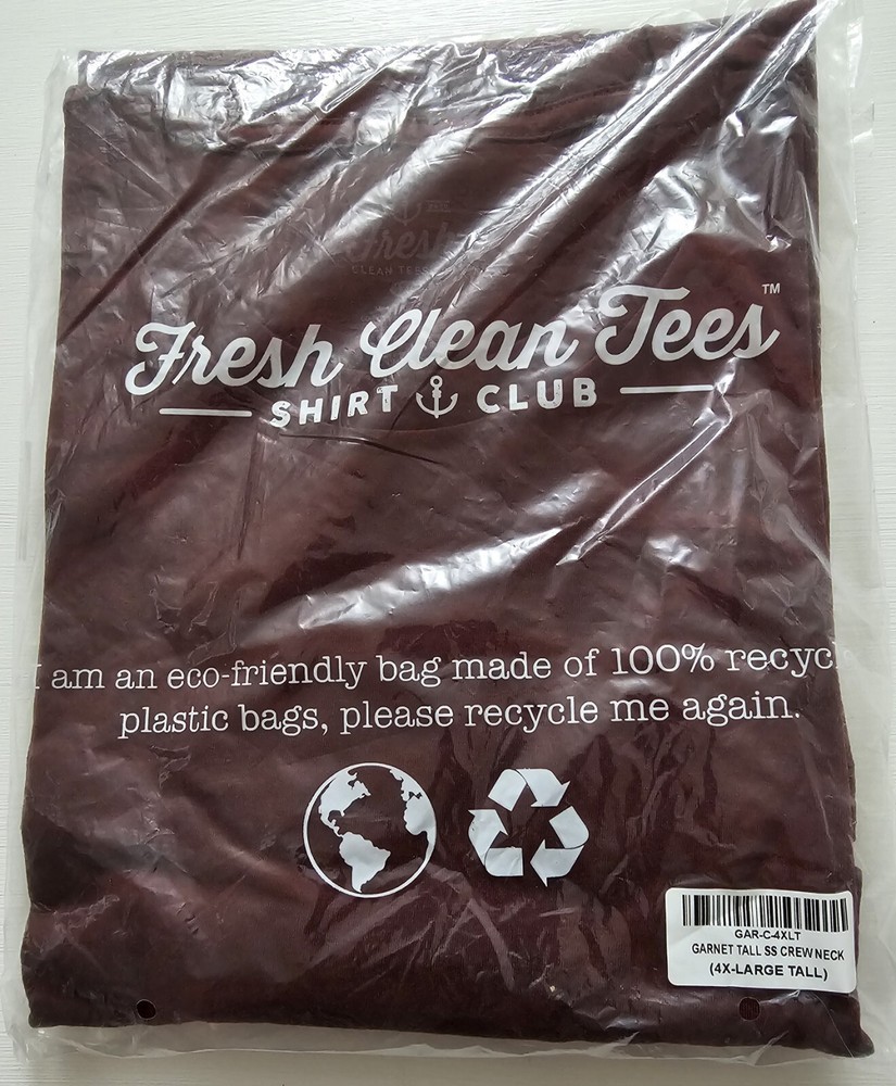 Men’s Fresh Clean Tees Shirt Club T Shirt Crewneck Short Sleeve Garnet Size 4XT