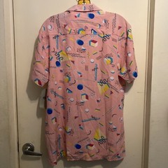NWT 90s Inspired Button Up Drill Clothing Co Unisex T Shirt Pink 90% Polyester M