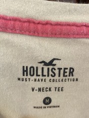 Hollister Must Have Collect Shirt Mens Medium Pink White Adult Casual V Neck Tee