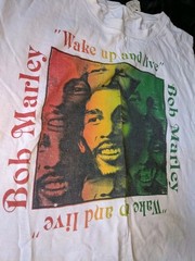 Bob Marley Vintage T Shirt Size XL Wake Up And Live Cut Off Sleeveless Spots