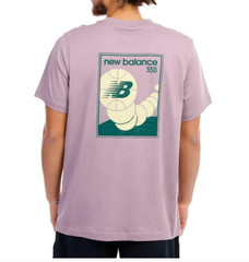 NEW BALANCE 550 Purple Cotton Basketball Graphic S/S T-SHIRT M XL MT43567 NWT