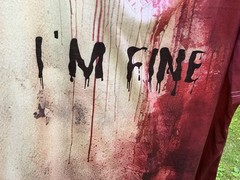 Unisex “I’m Fine” Horror Blood Themed V-Neck shirt Size 5X NNW