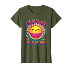 Growing & Glowing Summer Maternity Tee for Women – Olive Green, Small Size