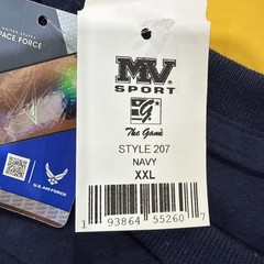 USAF US Air Force Navy Blue Double Sided T-Shirt – by MV Sport – Size XXL – NWT