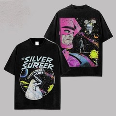 Galactus vs Silver Surfer T-Shirt Retro Vintage Comic Graphic Tee Cotton Gift