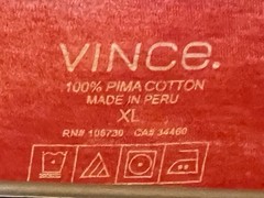 Vince Men’s XL Red V-Neck Pima Cotton T-Shirt Short Sleeve Lightweight