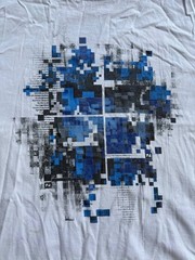 Fendi Roma Men’s Graphic T-Shirt Size IT 54 L-XL White Blue Pixel Art Cotton