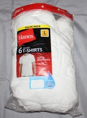 Hanes Men’s White Crewneck T-Shirt 6-Pack Undershirt Tee TAGLESS size L 42-44″