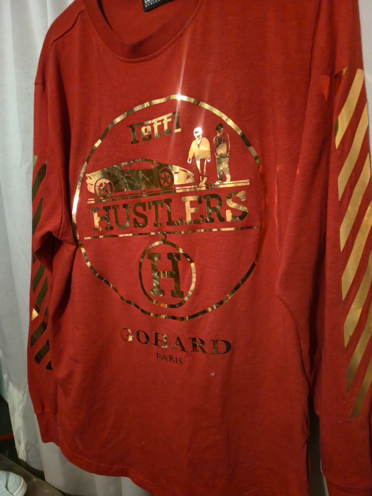 Contender Men’s L Hustlers Hip Hop Raised Gold Foil & Red Sz L