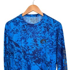 Costa Del Mar Mens Blue Digital Camo Performance Fishing Shirt Long Sleeve L