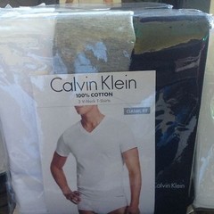 Calvin Klein Classic Crew or V Neck Tees S M L XL Blues Greens Gray Black White
