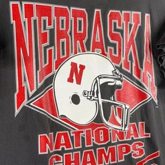 Vintage 1995 Nebraska Huskers National Champions T-Shirt XXL Faded Savvy