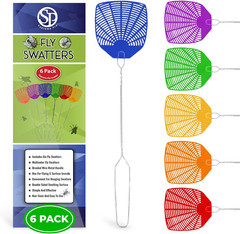 Supreme Bug & Fly Swatter 6-Pack – Braided Metal Handle 6 Pack Fly Swatters, Mul