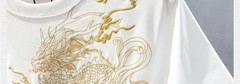 Men’s Luxury Golden Dragon Embroidery T-Shirt Casual Fashion Slim Fit Tee Top