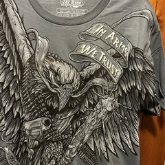 7.62 Design -In Arms We Trust Grey Men’s Large Tshirt 100% Preshrunk Cotton