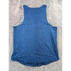 Hollister Mens Large Blue Space Dye Tank Top Geometric Pocket Tribal Trim Cotton