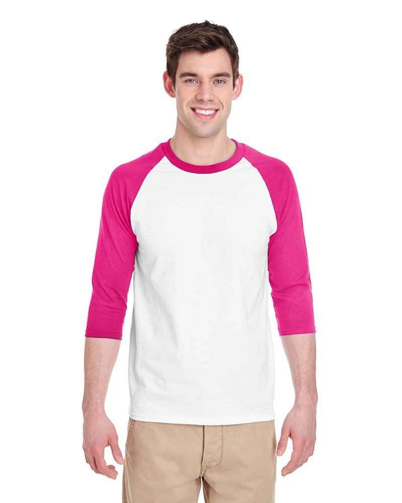 3 Pack Of Gildan Adult Heavy Cotton Three-Quarter Raglan Stylish T Shirt – G570