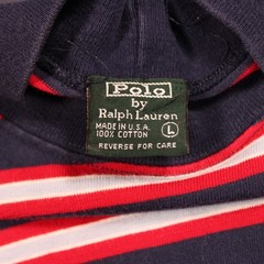 Vintage Polo Ralph Lauren Red & Blue Striped L/S T-shirt – Large – Made in USA