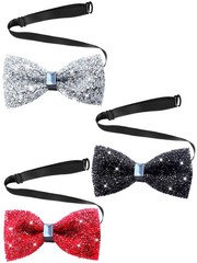 3 Pieces Rhinestone Bow Ties Men Pre Tied Bow Ties with Adjustable Length Men Gl