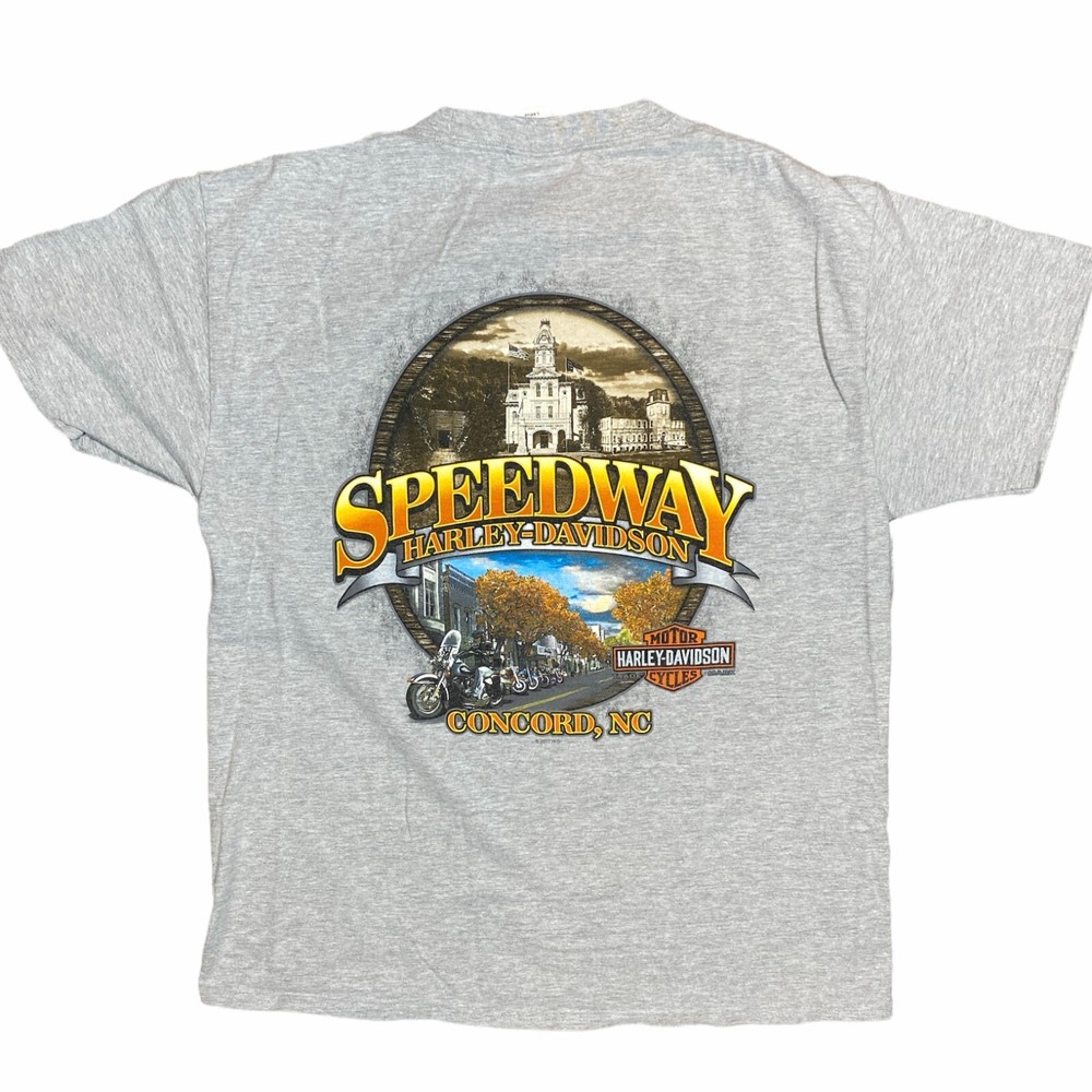 Harley Davidson T-Shirt Motorcycle Speedway Concord NC Gray Size L