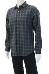 The Men’s Store at Bloomingdale’s Mens Button-Down Plaid Dark Blue Size M