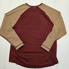 New FUNDAMENTAL COAST Long Sleeve REVERSIBLE Raglan Shirt 2XL XX-LARGE Brown Red