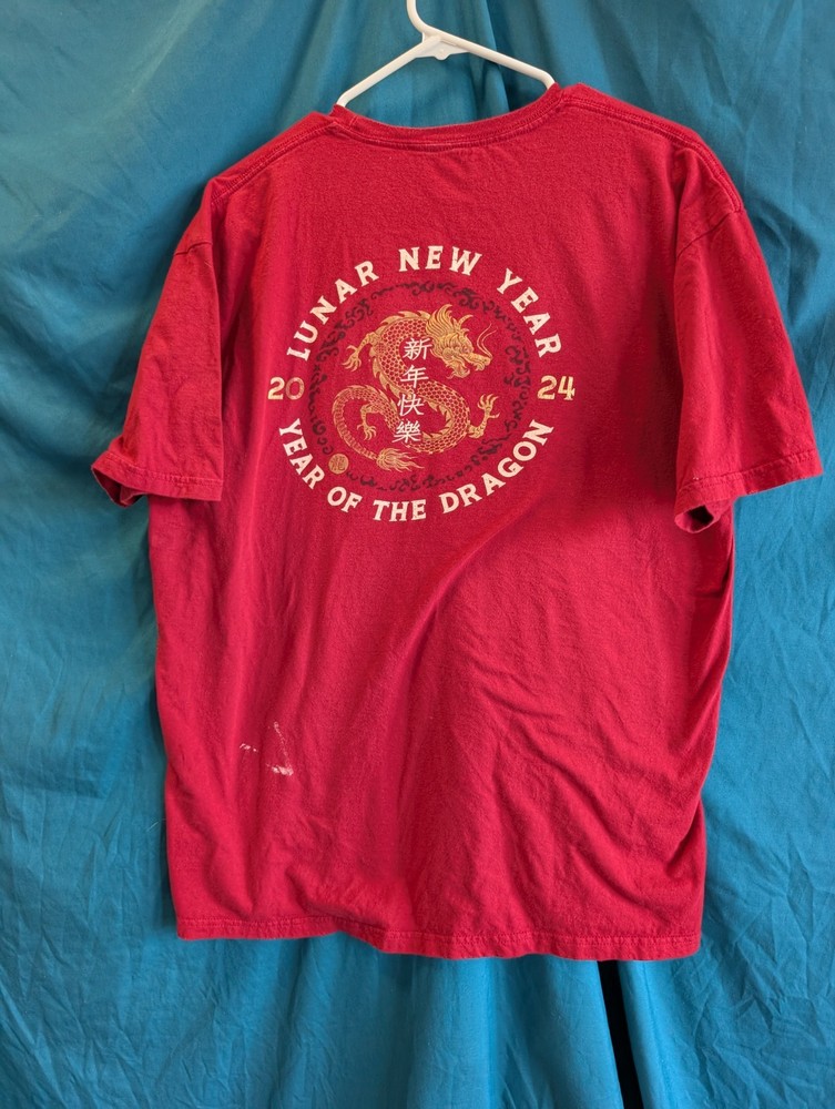 Hard Rock Lunar New Year Dragon Shirt | XL Red 2024 | Paint Mark on Back
